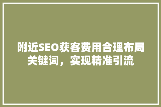 附近SEO获客费用合理布局关键词，实现精准引流
