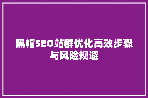 黑帽SEO站群优化高效步骤与风险规避