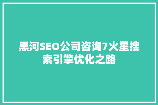 黑河SEO公司咨询7火星搜索引擎优化之路  第1张