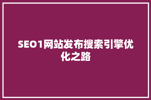 SEO1网站发布搜索引擎优化之路  第1张
