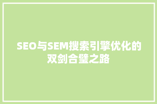 SEO与SEM搜索引擎优化的双剑合璧之路