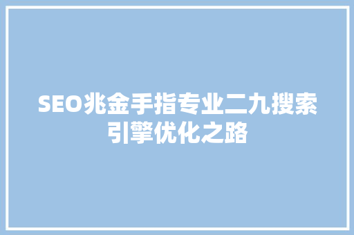 SEO兆金手指专业二九搜索引擎优化之路