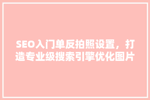 SEO入门单反拍照设置，打造专业级搜索引擎优化图片