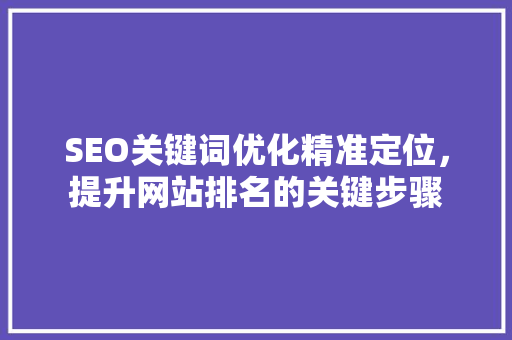SEO关键词优化精准定位，提升网站排名的关键步骤