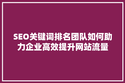 SEO关键词排名团队如何助力企业高效提升网站流量