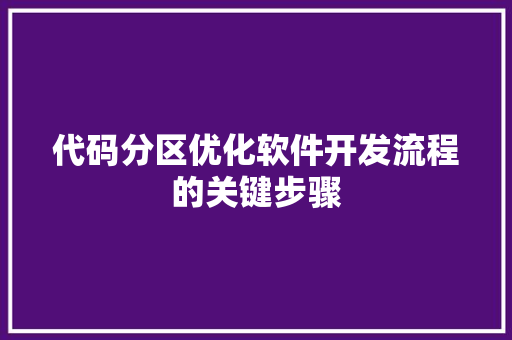 代码分区优化软件开发流程的关键步骤