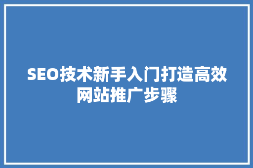 SEO技术新手入门打造高效网站推广步骤