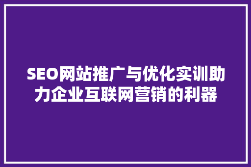 SEO网站推广与优化实训助力企业互联网营销的利器