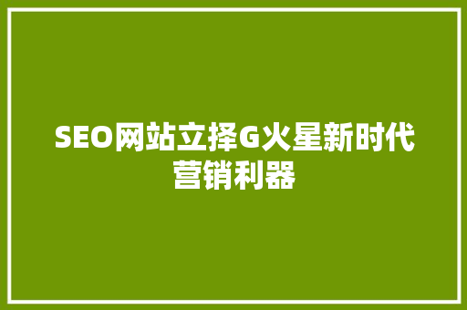 SEO网站立择G火星新时代营销利器
