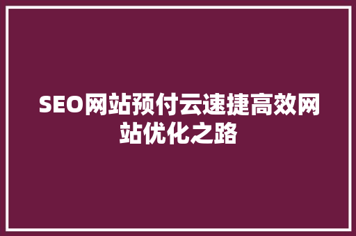 SEO网站预付云速捷高效网站优化之路