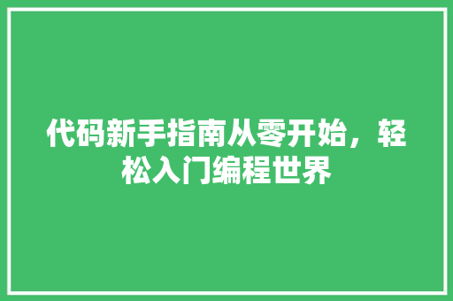 代码新手指南从零开始，轻松入门编程世界