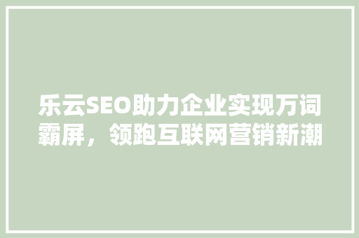 乐云SEO助力企业实现万词霸屏，领跑互联网营销新潮流
