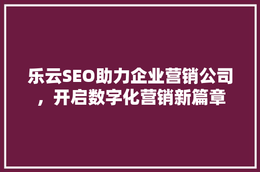 乐云SEO助力企业营销公司，开启数字化营销新篇章