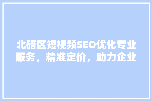 北碚区短视频SEO优化专业服务，精准定价，助力企业品牌腾飞