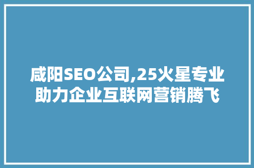 咸阳SEO公司,25火星专业助力企业互联网营销腾飞