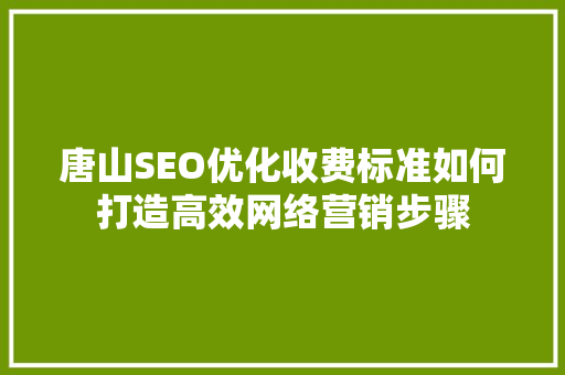 唐山SEO优化收费标准如何打造高效网络营销步骤  第1张