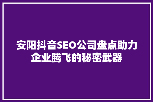 安阳抖音SEO公司盘点助力企业腾飞的秘密武器