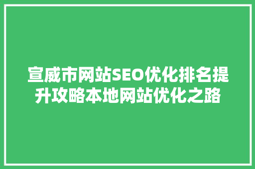 宣威市网站SEO优化排名提升攻略本地网站优化之路