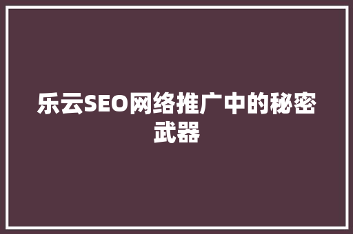 乐云SEO网络推广中的秘密武器