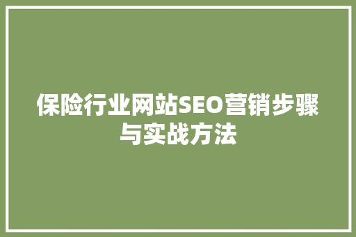 保险行业网站SEO营销步骤与实战方法