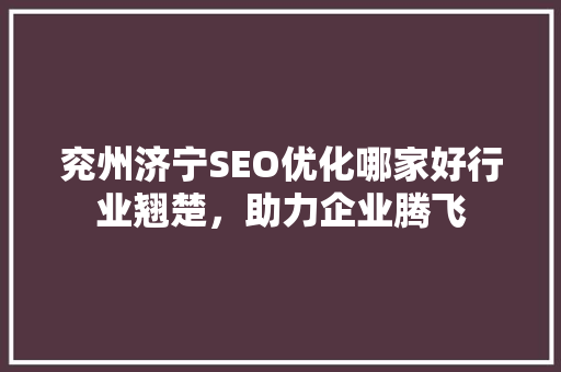 兖州济宁SEO优化哪家好行业翘楚，助力企业腾飞