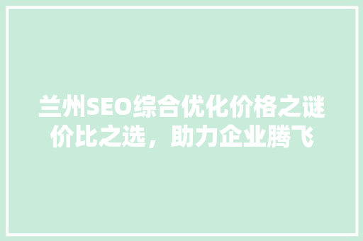 兰州SEO综合优化价格之谜价比之选，助力企业腾飞