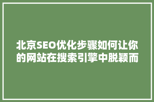 北京SEO优化步骤如何让你的网站在搜索引擎中脱颖而出
