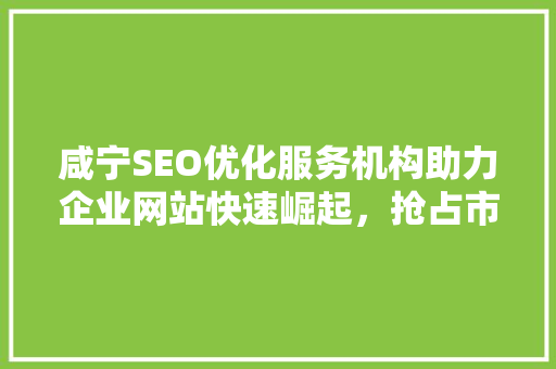 咸宁SEO优化服务机构助力企业网站快速崛起，抢占市场先机