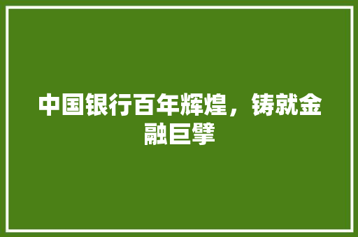 中国银行百年辉煌，铸就金融巨擘
