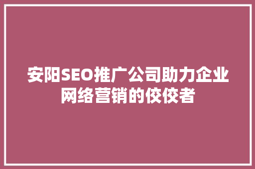 安阳SEO推广公司助力企业网络营销的佼佼者