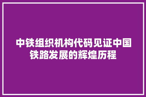 中铁组织机构代码见证中国铁路发展的辉煌历程