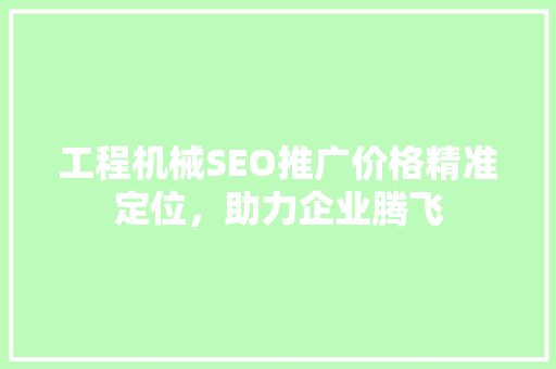 工程机械SEO推广价格精准定位，助力企业腾飞