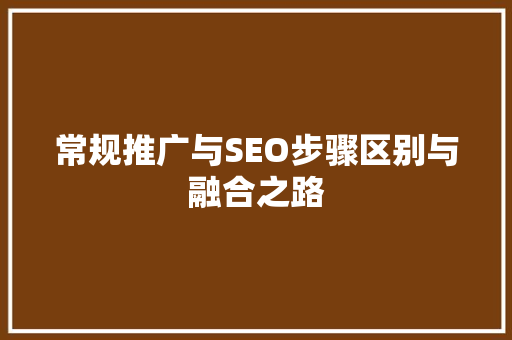 常规推广与SEO步骤区别与融合之路