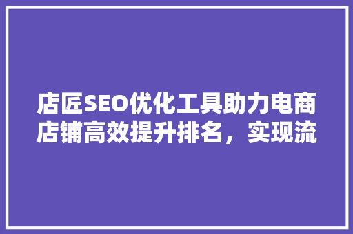 店匠SEO优化工具助力电商店铺高效提升排名，实现流量与转化双丰收
