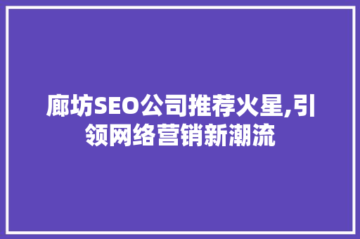 廊坊SEO公司推荐火星,引领网络营销新潮流