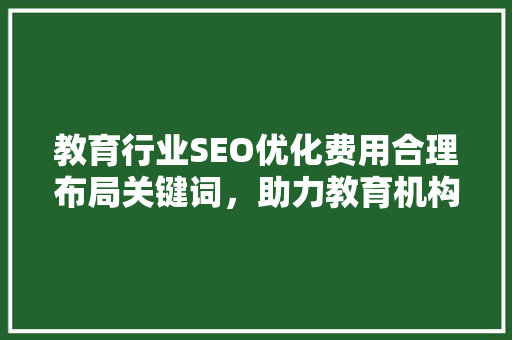 教育行业SEO优化费用合理布局关键词，助力教育机构抢占市场先机
