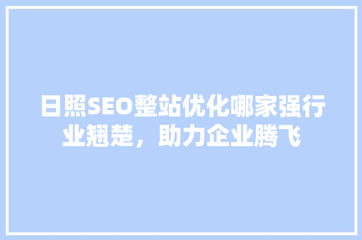 日照SEO整站优化哪家强行业翘楚，助力企业腾飞