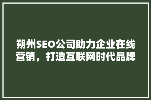 朔州SEO公司助力企业在线营销，打造互联网时代品牌新形象
