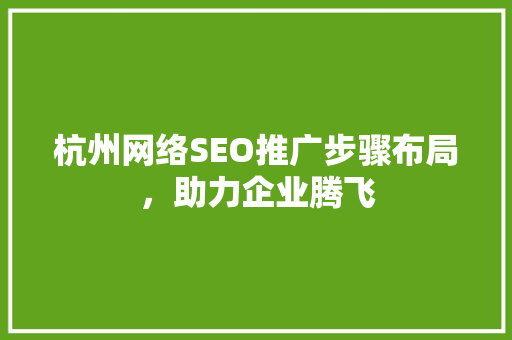 杭州网络SEO推广步骤布局，助力企业腾飞