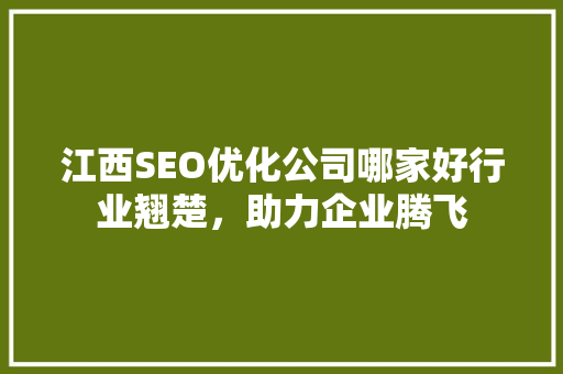 江西SEO优化公司哪家好行业翘楚，助力企业腾飞
