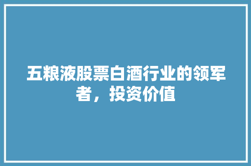 五粮液股票白酒行业的领军者，投资价值