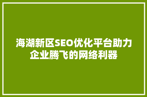 海湖新区SEO优化平台助力企业腾飞的网络利器