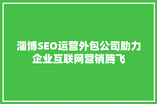 淄博SEO运营外包公司助力企业互联网营销腾飞