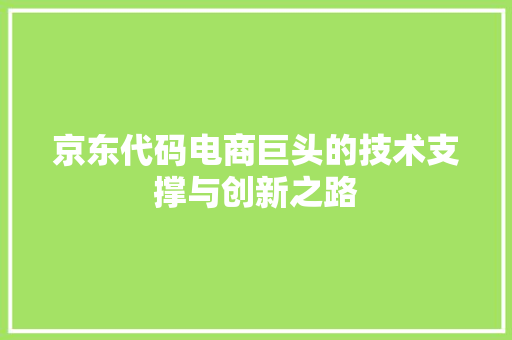 京东代码电商巨头的技术支撑与创新之路