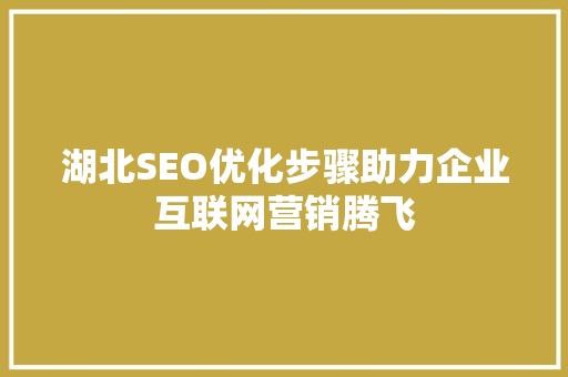 湖北SEO优化步骤助力企业互联网营销腾飞