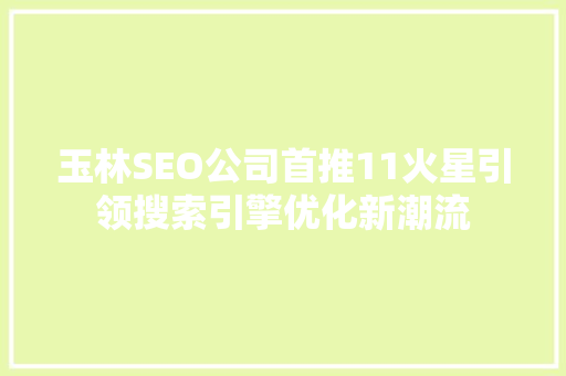 玉林SEO公司首推11火星引领搜索引擎优化新潮流