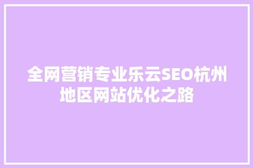 全网营销专业乐云SEO杭州地区网站优化之路