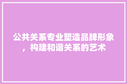 公共关系专业塑造品牌形象，构建和谐关系的艺术