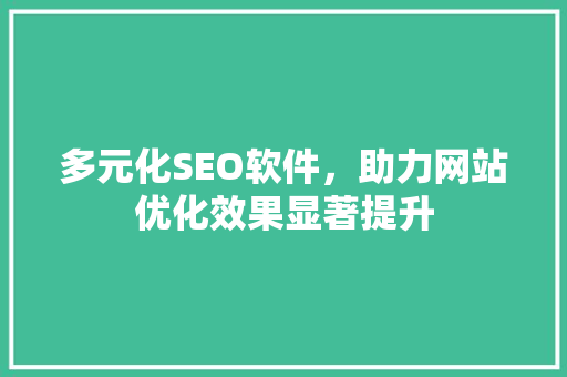 多元化SEO软件，助力网站优化效果显著提升