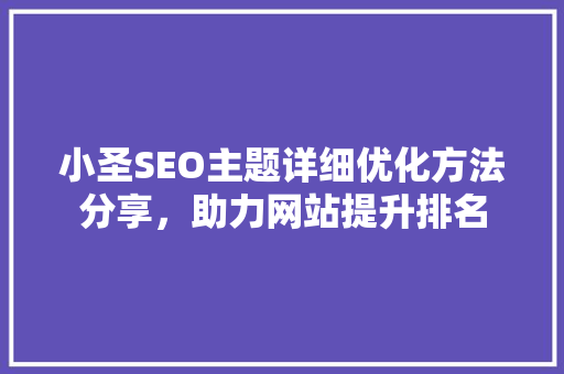 小圣SEO主题详细优化方法分享，助力网站提升排名
